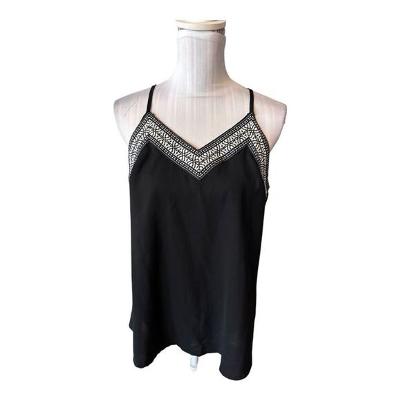 Black Tank Size M Embroidered Trim - Picture 1 of 2